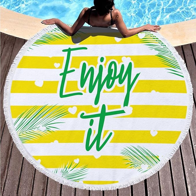 Enjoy it Round Beach Towel Microfiber - Loomaswim.com