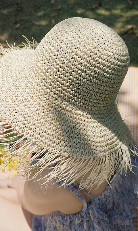 Frayed Brim Bucket Straw Hat - Loomaswim.com
