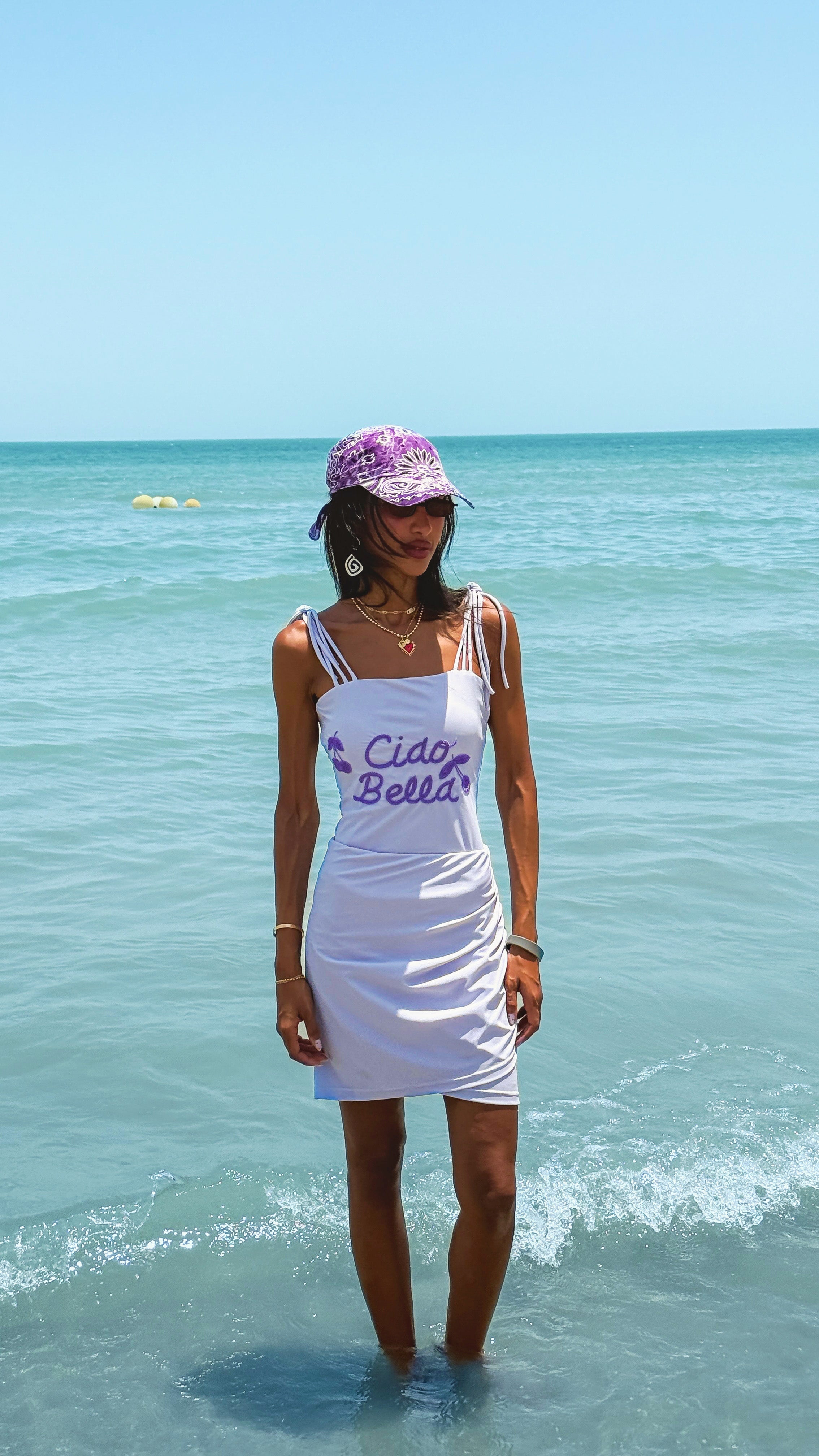 Ciao Bella 💜 – Lavender Swimsuit with Cherry Embroidery - Loomaswim.com