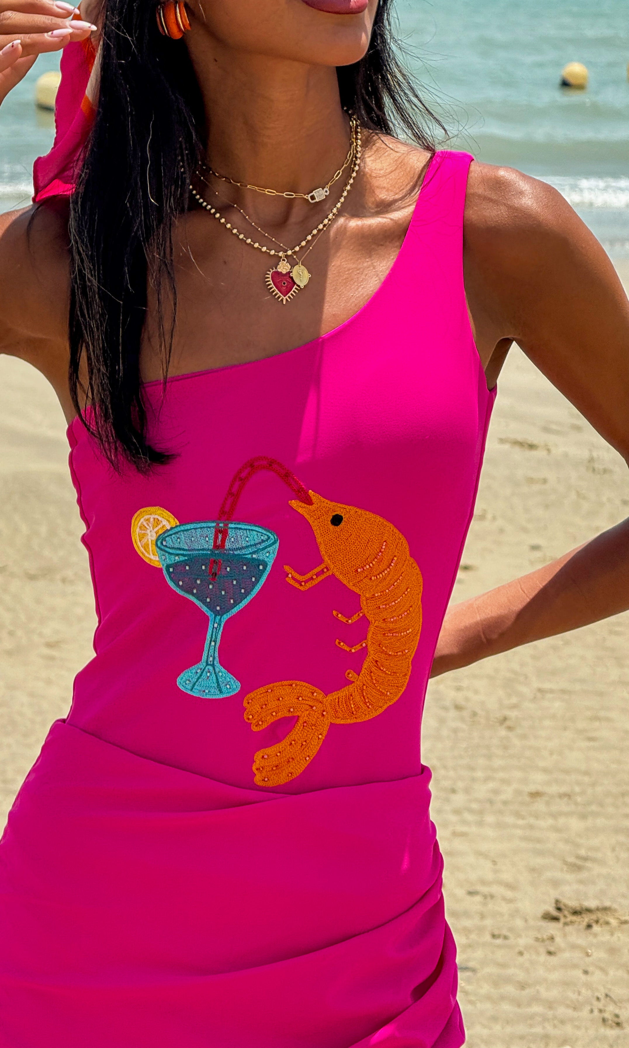 Tropical Sips Fuchsia Swimsuit - Loomaswim.com