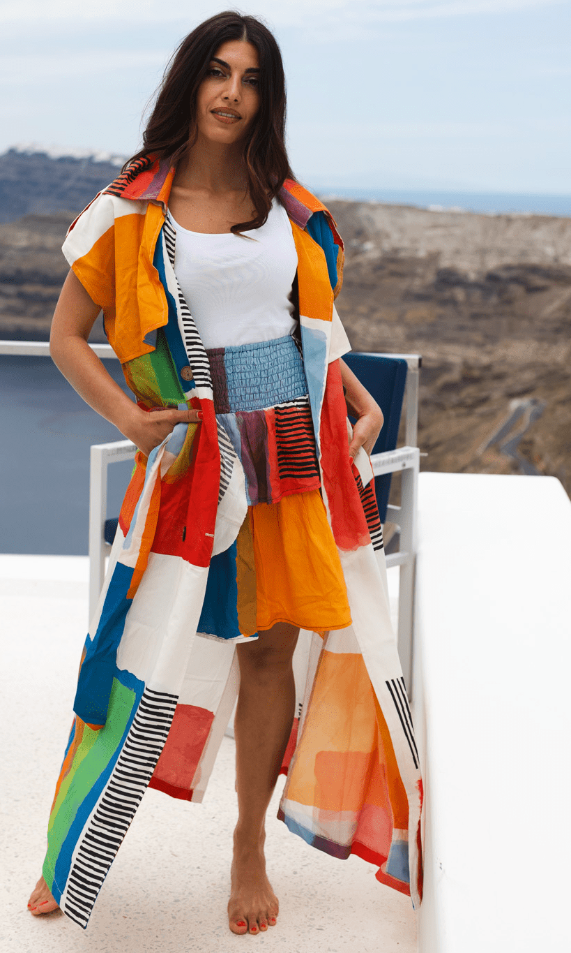 Orange 2 - Piece Resort Set – Skirt & Kimono | Free Size - Loomaswim.com