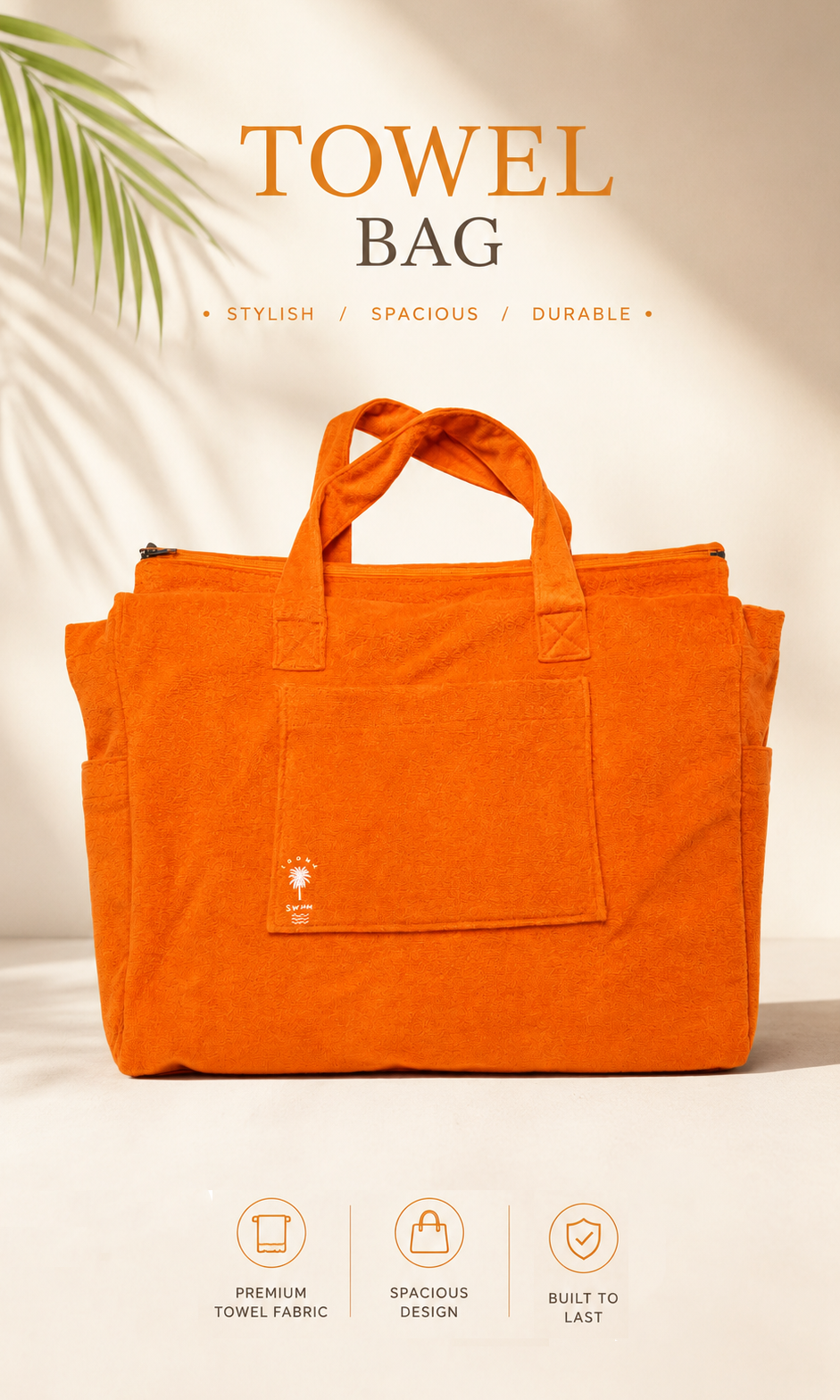 Orange Terry Resort Bag - Loomaswim.com