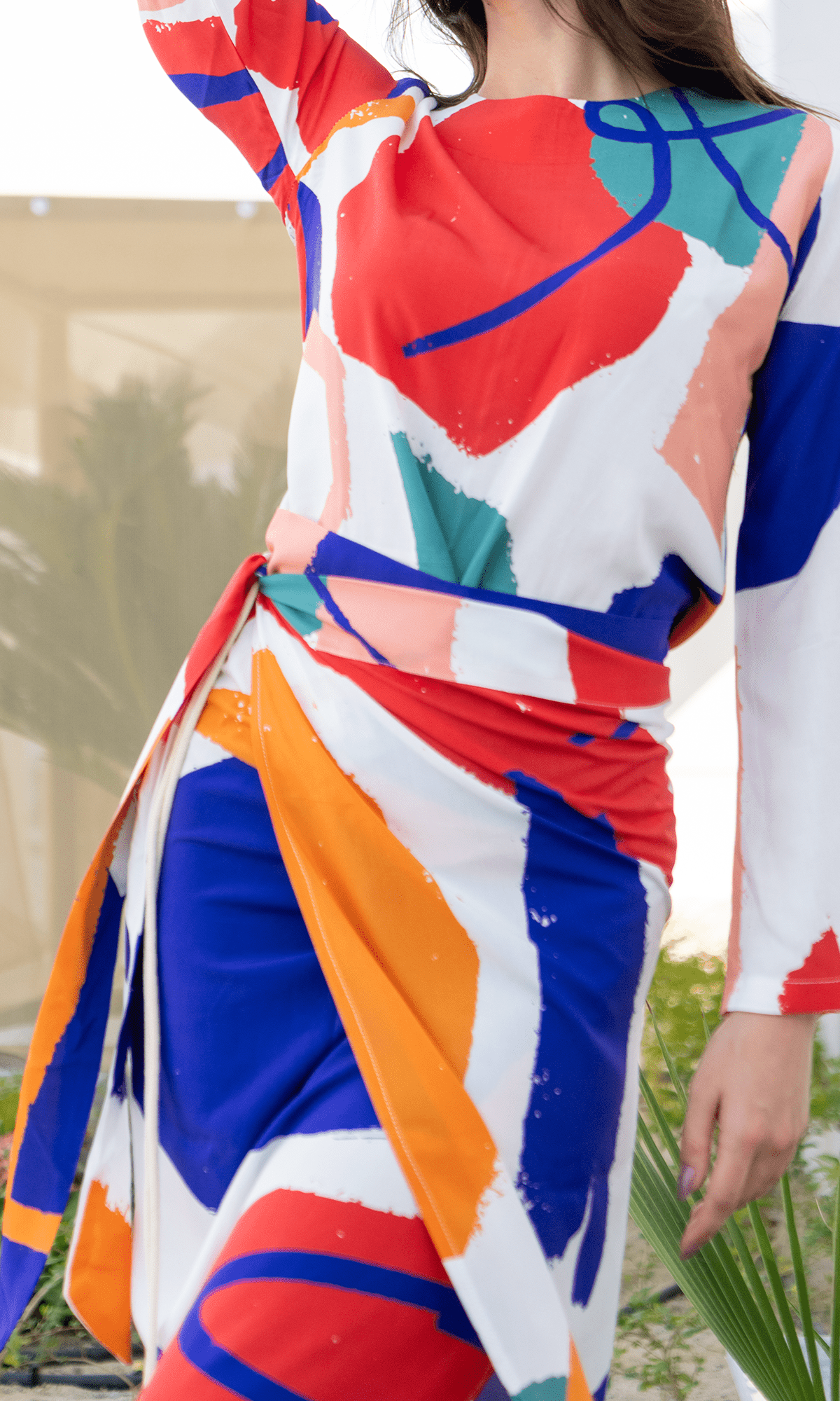 Vibrant Vogue: 2 - Piece Blouse and Skirt Set - Colorful Modern Pattern - Loomaswim.com