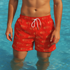 Red Fishbone Men Swim Shorts - Loomaswim.com