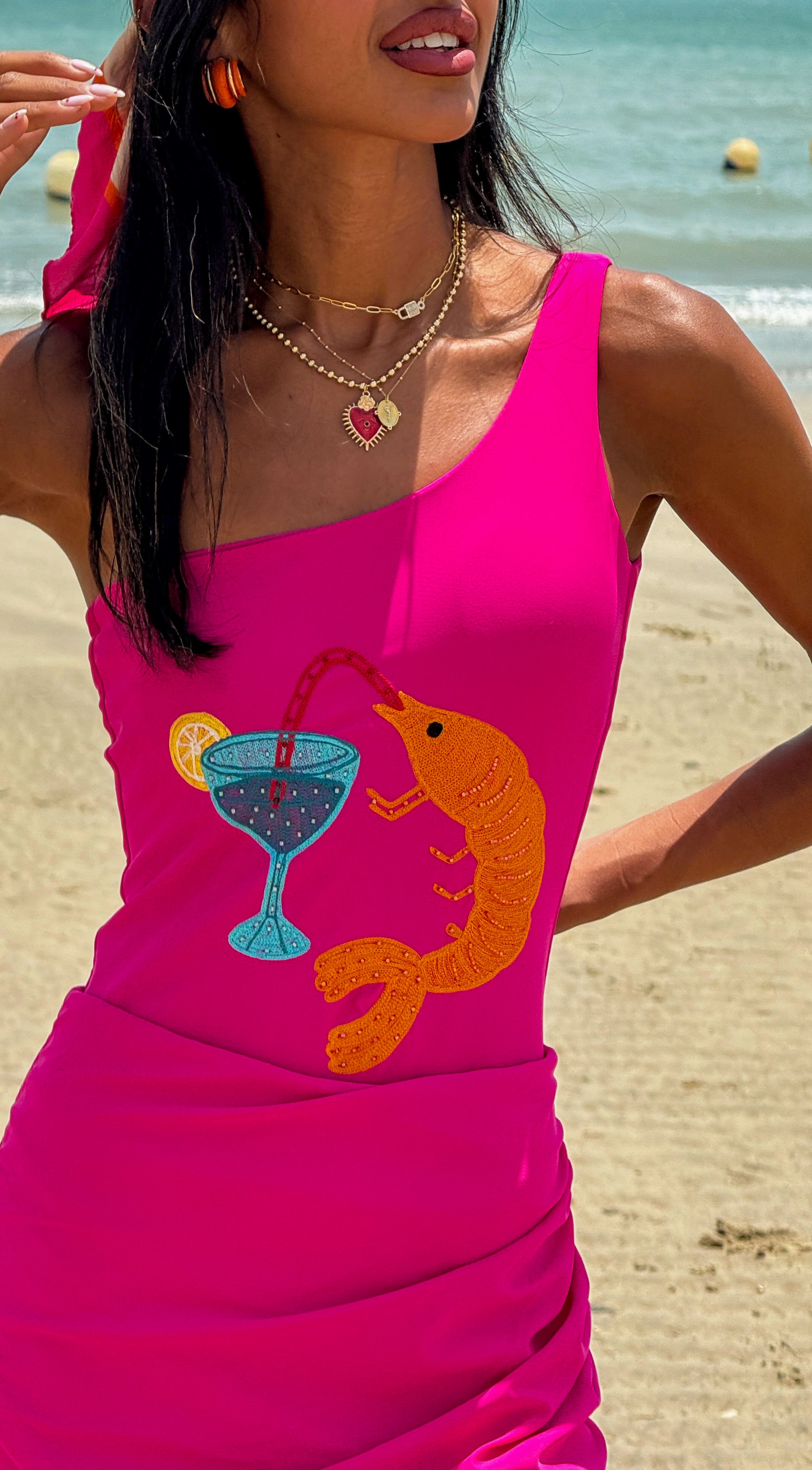 Tropical Sips Fuchsia Swimsuit - Loomaswim.com