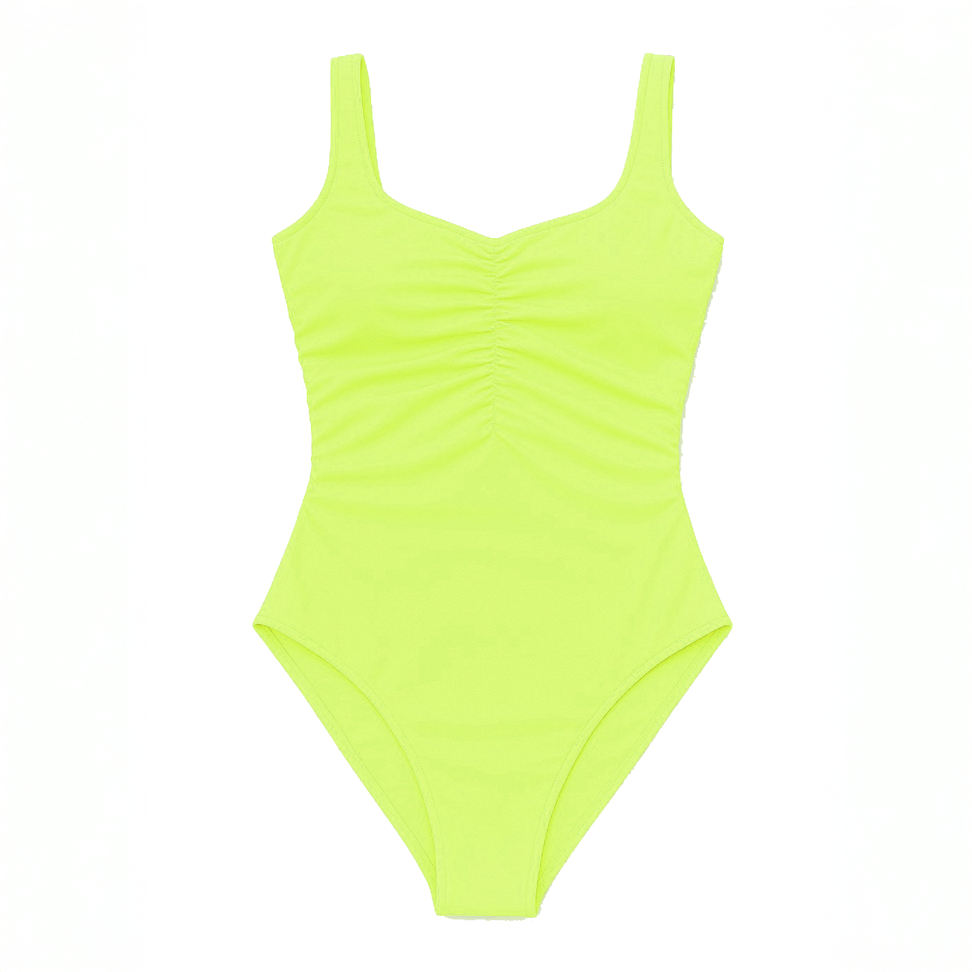 Neon Green Ruched One-Piece Swimsuit + Swim Shorts Set - Loomaswim.com