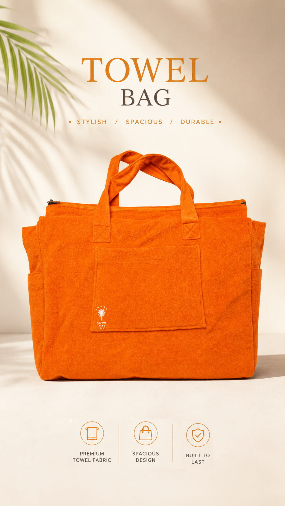 Orange Terry Resort Bag - Loomaswim.com
