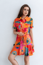 Vibrant Orange Floral Silk - Cotton Dress - Loomaswim.com
